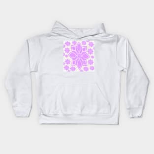 Purple and White Flower Medallion Kids Hoodie